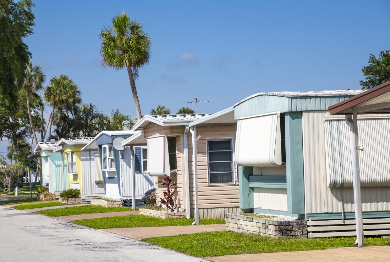Modest mobile home community in the tropics. Affordable housing.