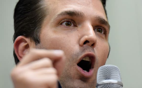 Donald Trump Jr. speaks during a get-out-the-vote rally for Donald Trump on November 3, 2016.