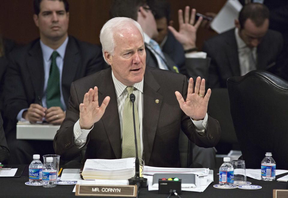 “Today’s revelation that the IRS targeted average Americans using taxpayer dollars solely for disagreeing with them politically is completely unacceptable from this Administration. “Partisan politics have consistently characterized this White House, and the Administration must take immediate disciplinary action and ensure American citizens are not subject to this type of Orwellian persecution again," Cornyn said in a <a href="http://www.cornyn.senate.gov/public/index.cfm?p=NewsReleases&ContentRecord_id=ebc9edeb-f748-45cf-a6b3-0143c6cb41c0" target="_blank">statement</a>.   (AP Photo/J. Scott Applewhite)