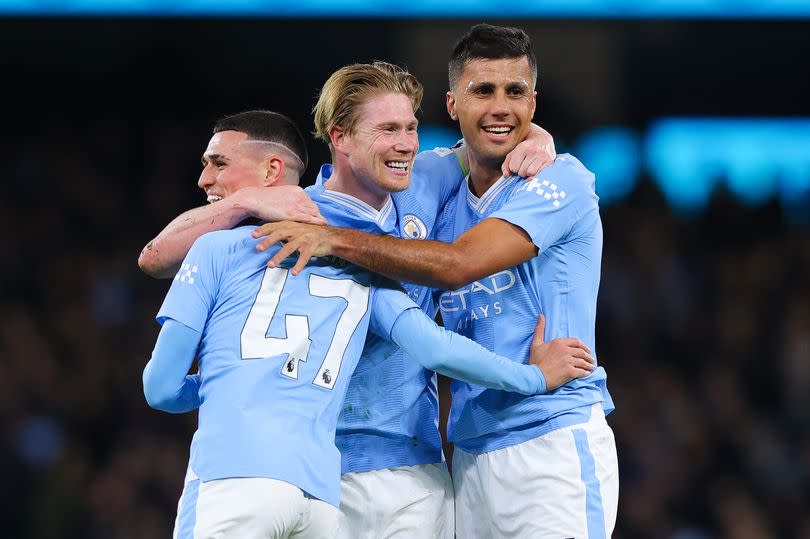 Manchester City players celebrate