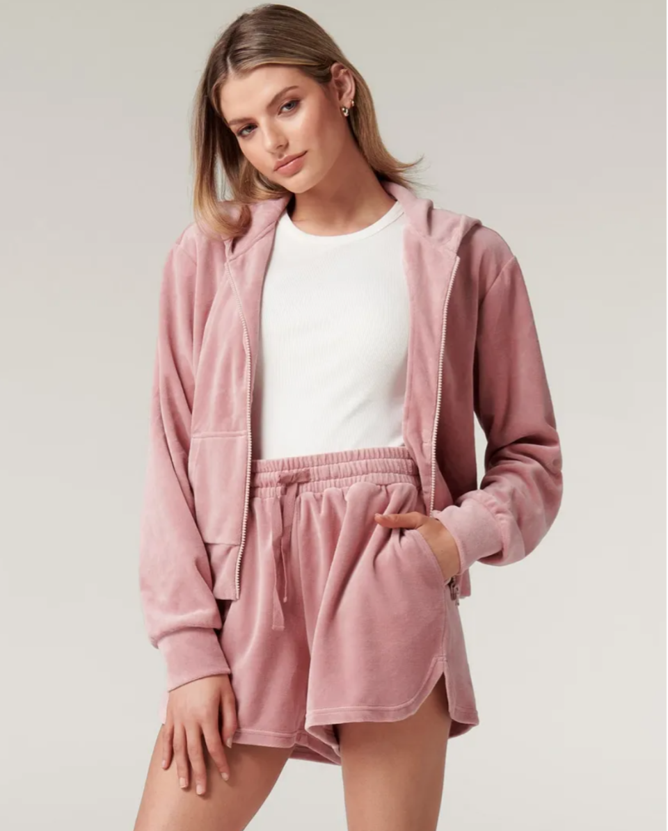 Cropped zip up hoodie and matching shorts