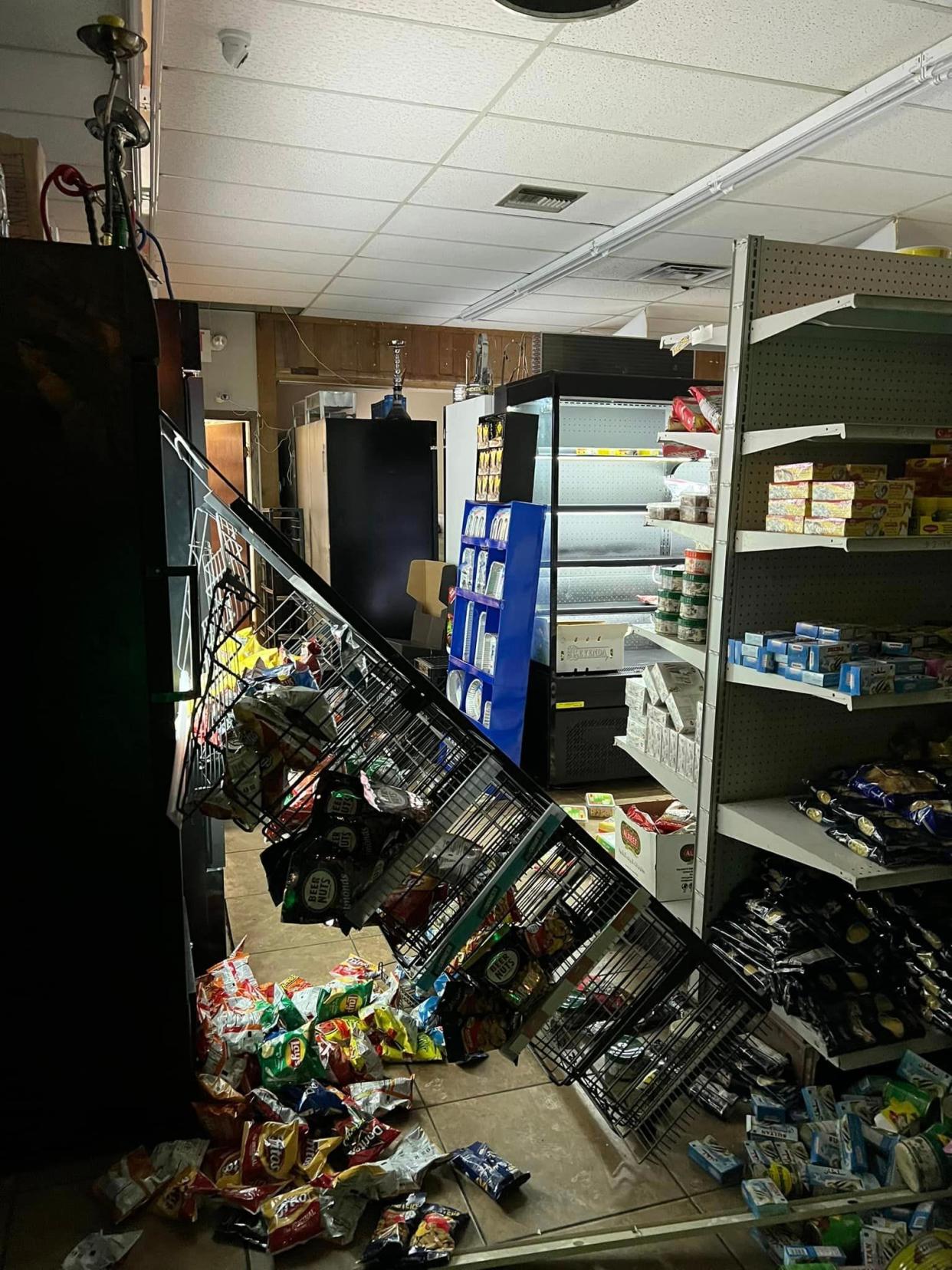 Pictured is the aftermath of a vandalism at Neighborhood Market, in eastern Sioux Falls.