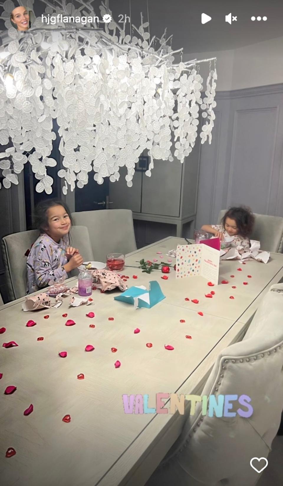 Flanagan treated her three children, shared with Sinclair, to a Valentine’s surprise on Tuesday (Helen Flanagan/Instagram)