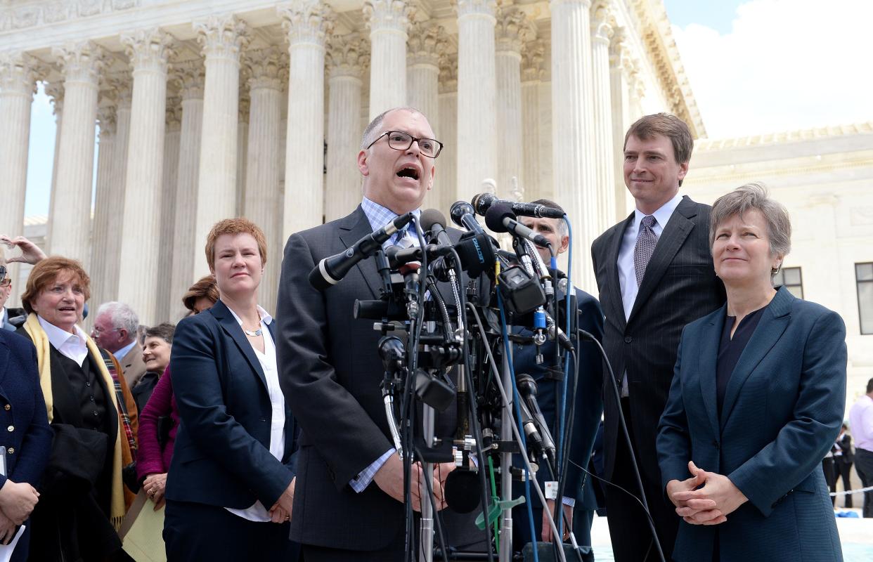 Jim Obergefell, the plaintiff in Obergefell v. Hodges, speaks outside the Supreme Court. 