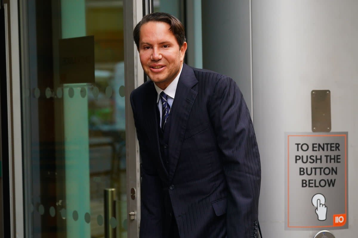 James Stunt arrives at the Rolls Building in London for the trial in March (PA Wire)