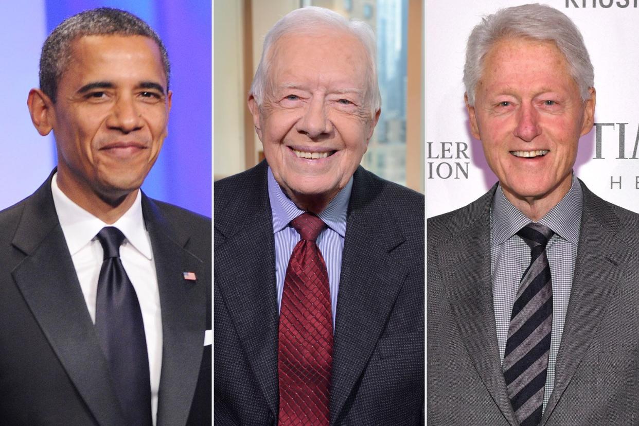 WASHINGTON, DC - OCTOBER 01: President Barack Obama speaks at the 15th Annual Human Rights Campaign National Dinner at the Washington Convention Center on October 1, 2011 in Washington, DC. (Photo by Michael Kovac/FilmMagic); New York, NY - 2015: Former President Jimmy Carter appearing on the ABC News tv series 'This Week With George Stephanopoulos' for his new book 'A Full Life: Reflections at Ninety'. (Photo by Ida Mae Astute /American Broadcasting Companies via Getty Images); NEW YORK, NEW YORK - OCTOBER 17: Former U.S. President Bill Clinton poses backstage at the TIME 100 Health Summit at Pier 17 on October 17, 2019 in New York City. (Photo by Craig Barritt/Getty Images for TIME 100 Health Summit )