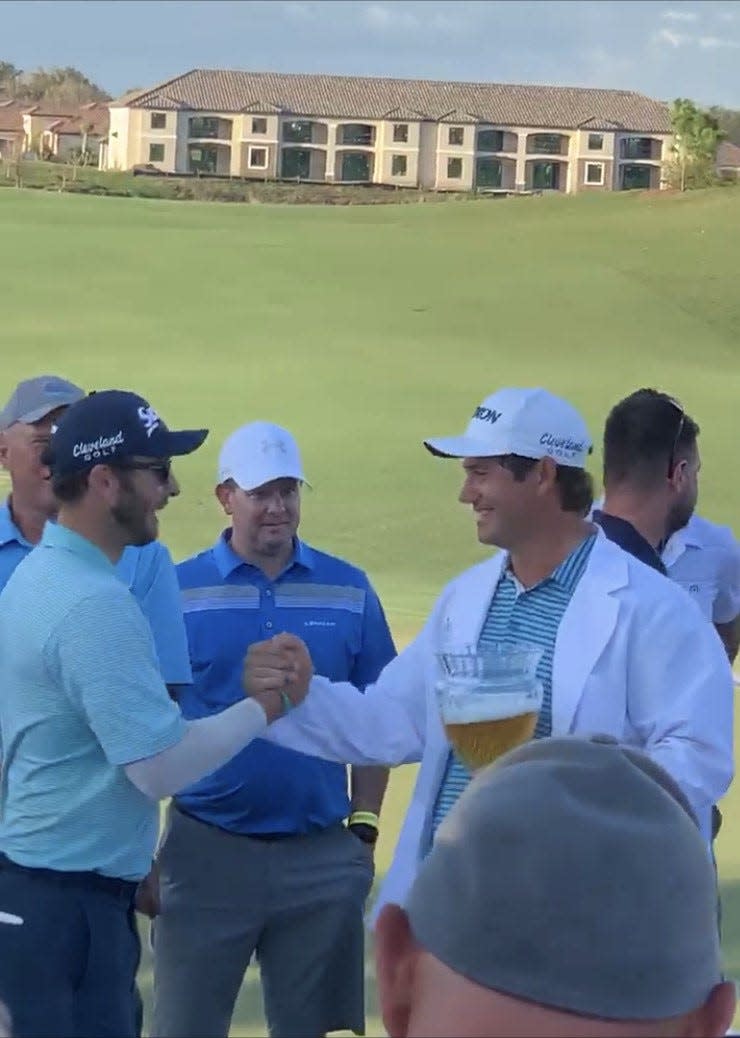 Jeff Hamley was Andrew Novak's caddie when Novak won the Korn Ferry Tour's LECOM Suncoast Challenge on Feb. 16, 2020, at Lakewood Ranch, Florida. It was Novak's first victory on a professional golf tour and helped him gain a PGA Tour card for its 2021-22 season.