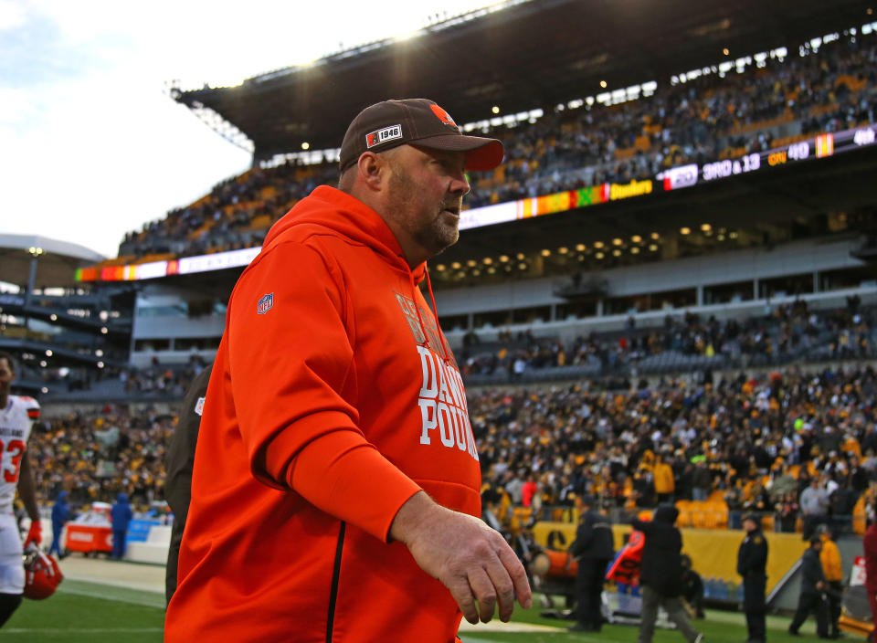 PITTSBURGH, PA - DECEMBER 01:  Head coach Freddie Kitchens of the Cleveland Browns walks off the field after losing to the Pittsburgh Steelers 20-13 on December 1, 2019 at Heinz Field in Pittsburgh, Pennsylvania.  (Photo by Justin K. Aller/Getty Images)