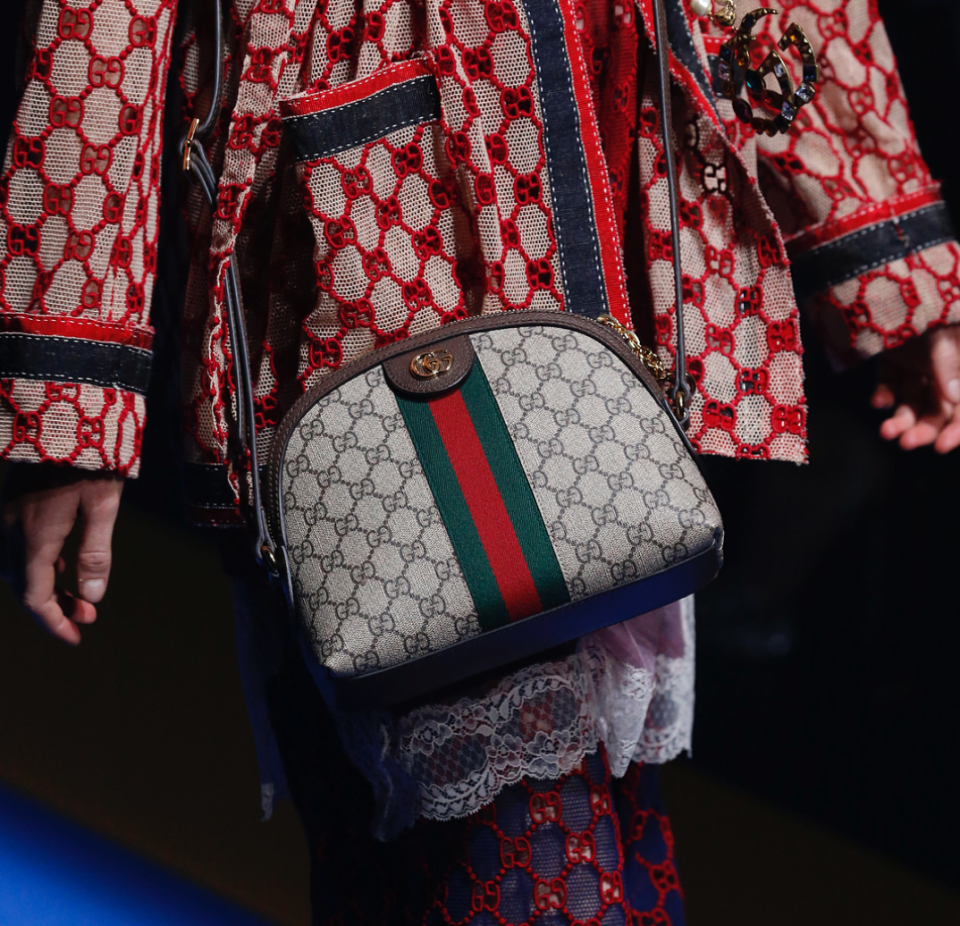 <p>Gucci are forever drawing on inspiration from the past, and this season that meant the comeback of their classic brown monogram motif, paired with a red and green stripe.<br><em>[Photo: Gucci/ Instagram]</em> </p>