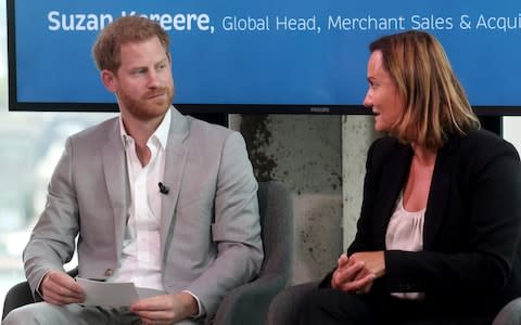 Prince Harry hosts a Q&A in Amsterdam - Credit: Getty