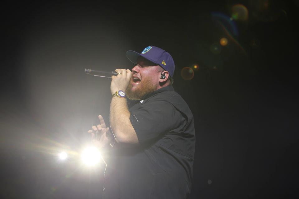 Luke Combs plays the first show of his "Growin' Up and Gettin' Old" 2024 stadium tour at American Family Field in Milwaukee on Friday, April 12, 2024.