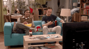 Raj and Sheldon watching TV in "The Big Bang Theory"