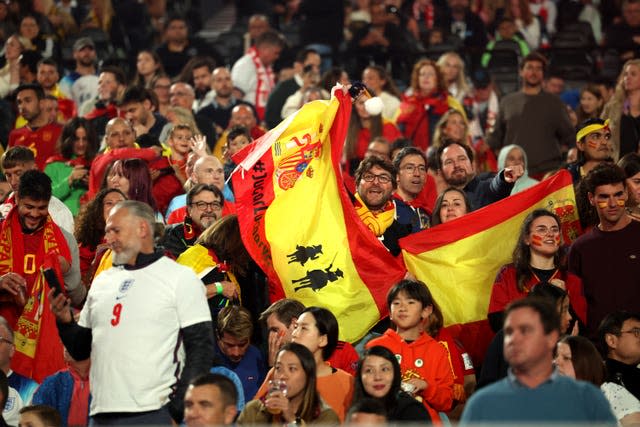 Spain fans celebrate at the Women’s World Cup final