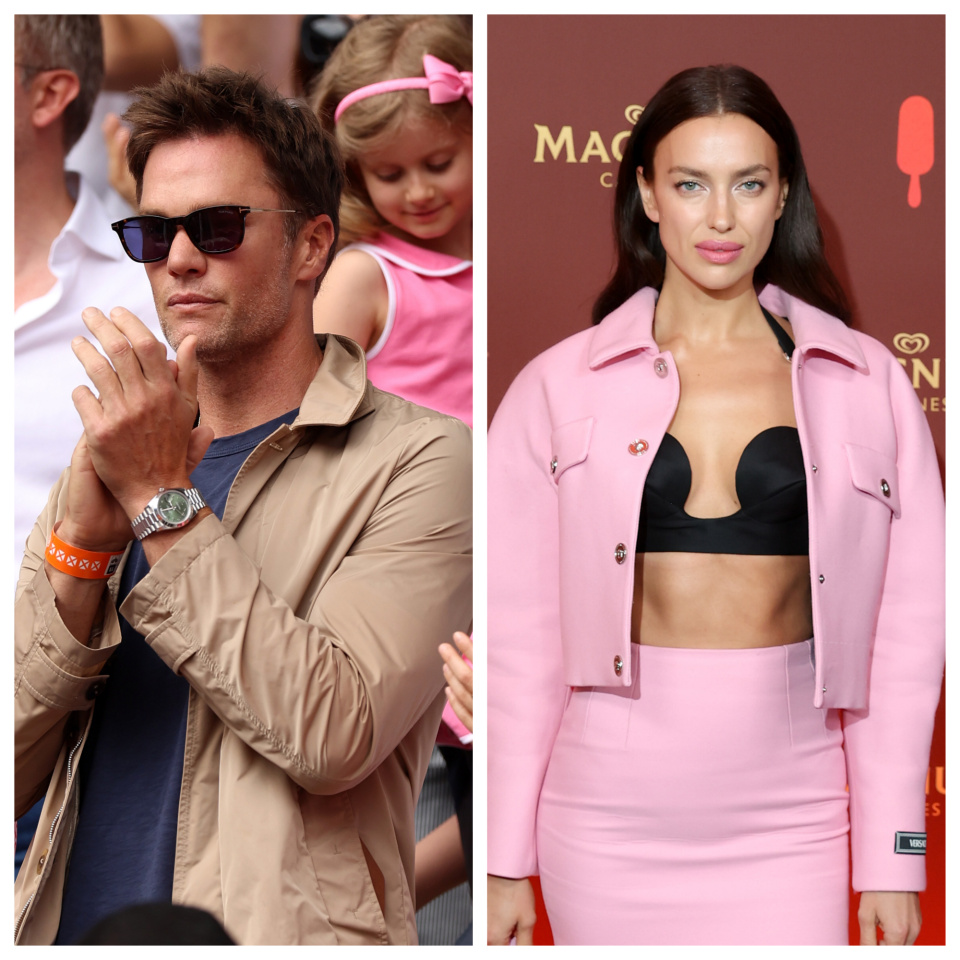 Reports are swirling that Tom Brady has found a new love interest in Russian model Irina Shayk, right, following his much publicized divorce from Gisele Bündchen, which was finalized in October 2022.