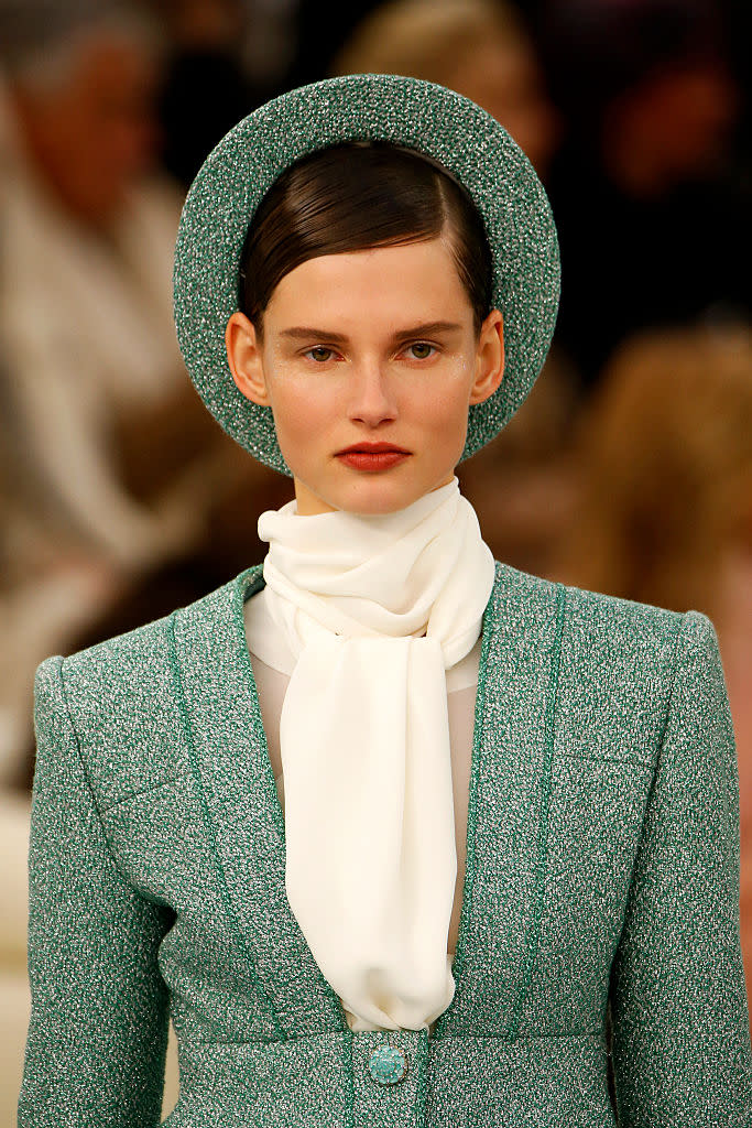 A halo hat at the Chanel Couture show. (Photo: Getty)