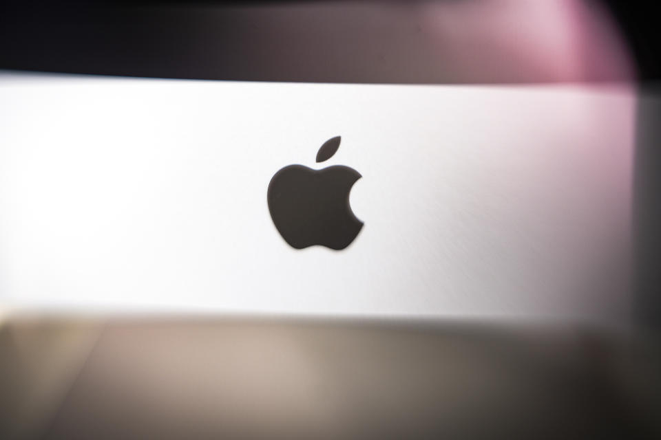 The Apple logo is seen on an Apple iMac all-in-one computer in this illustration photo in Warsaw, Poland on June 14, 2020. (Photo illustration by Jaap Arriens/NurPhoto via Getty Images)