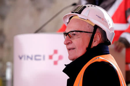 Vinci Chairman and Chief Executive Officer Xavier Huillard visits the site of the future metro stations "Aime Cesaire" and "Mairie d'Aubervilliers" as part of the line 12 extension in Aubervilliers near Paris, France, January 16, 2018. REUTERS/Charles Platiau