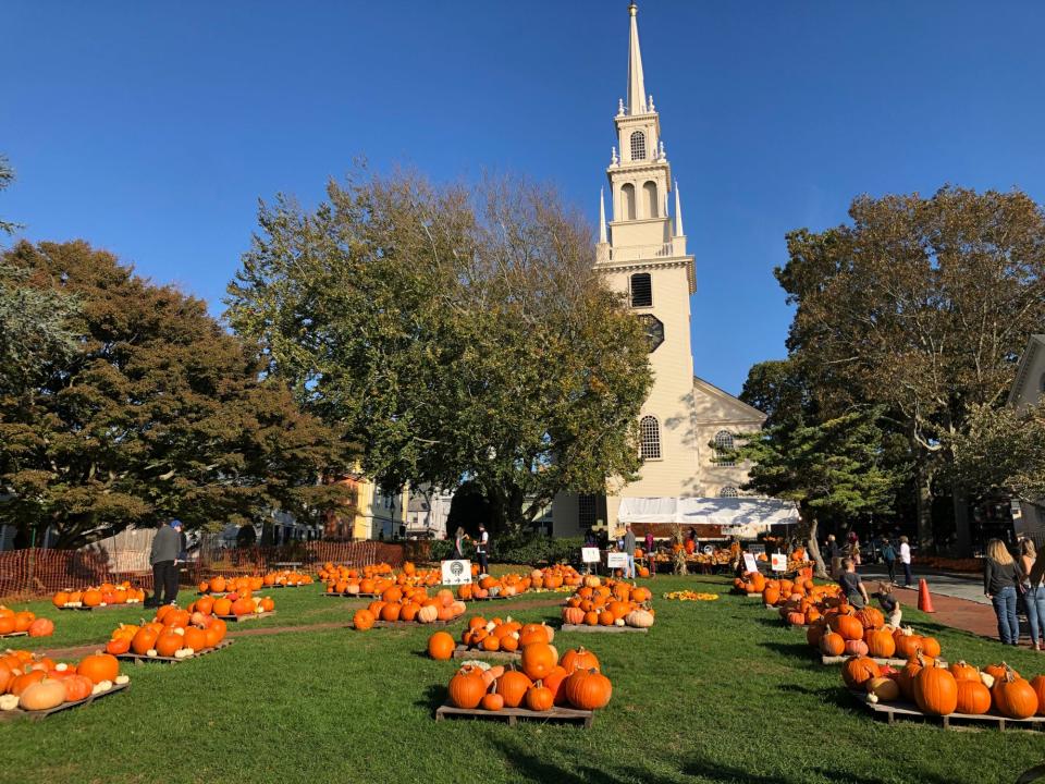 The pumpkin patch at Trinity Church in Newport.