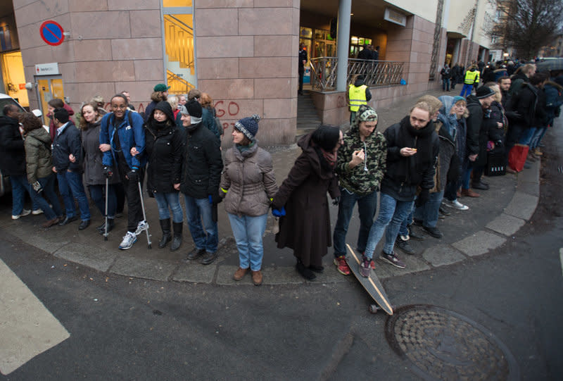 People came with crutches. And with skateboards.