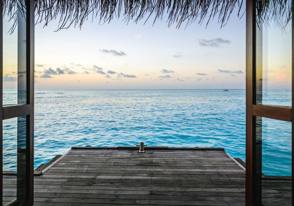 <p>...and the view from inside one of those overwater bungalows. </p>