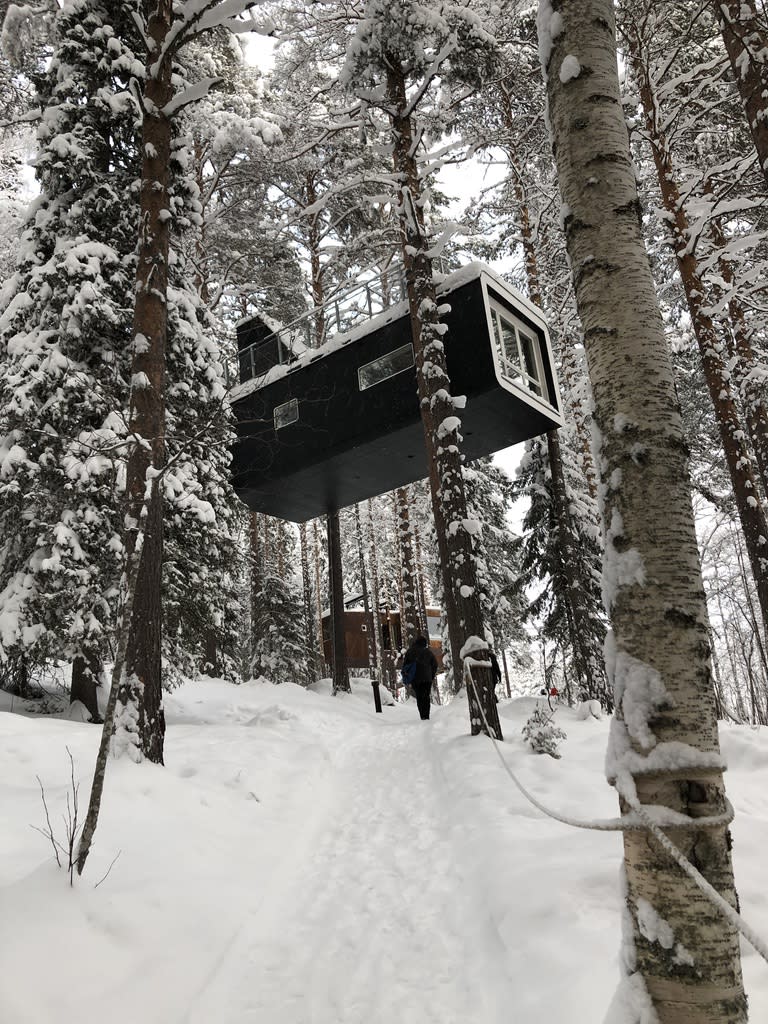 “The Cabin” room at the Treehotel in Luleå, Sweden, where the author stayed. (Photo: Julie Tong/Yahoo Lifestyle)