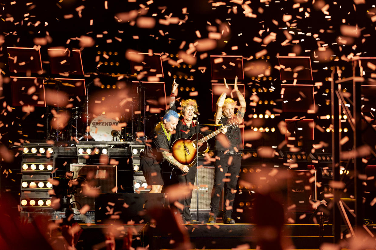 The end of Green Day's Osheaga 2024 set saw a lot of confetti. (Photo by Tim Snow/Osheaga)