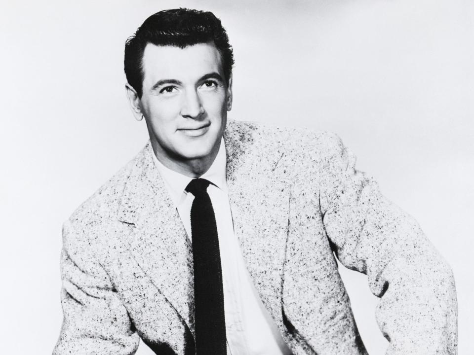 black and white photo of Rock Hudson