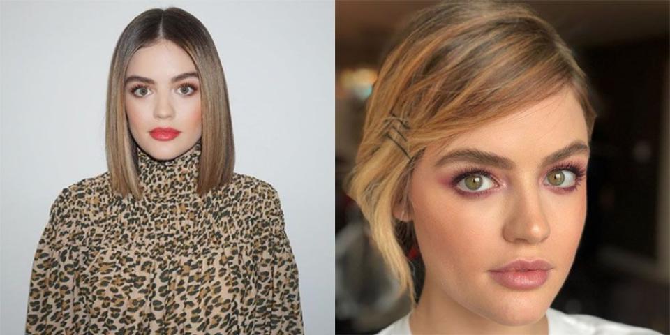 <p>Lucy is REALLY shedding her Aria Montgomery past. She ditched her <em>Pretty Little Liars</em> characters' classic brunette locks and went SUPER blonde. It's a new era, baby! </p>