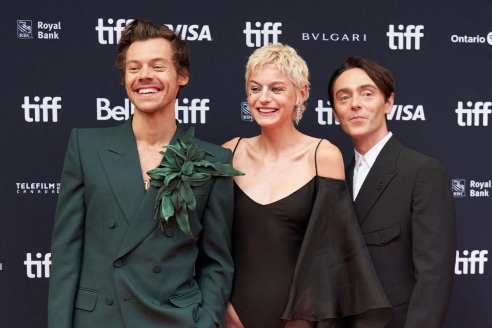 Big smiles: Styles at the premiere of My Policeman (AFP via Getty Images)