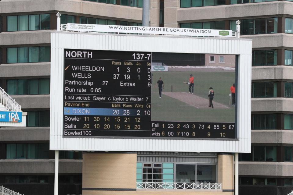 The scoreboard at Trent Bridge on Monday (PA)