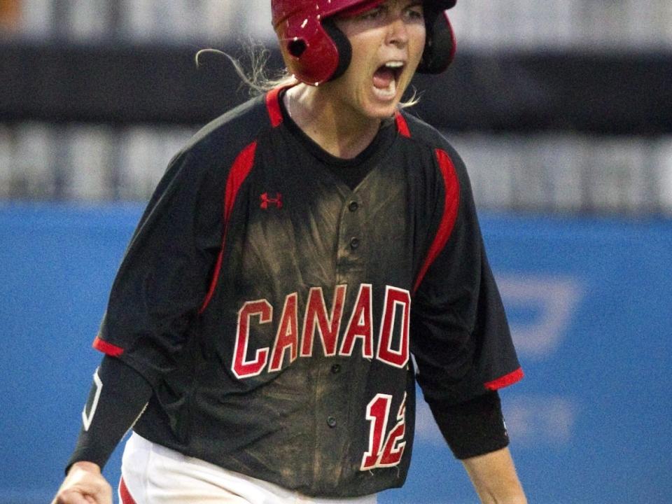 Ashley Stephenson, seen playing for Canada in the 2015 Pan American Games, joined the Toronto Blue Jays organization on Wednesday, the team announced. Stephenson will serve as a member of the club's High-A affiliate Vancouver Canadians this season. (Fred Thornhill/The Canadian Press - image credit)