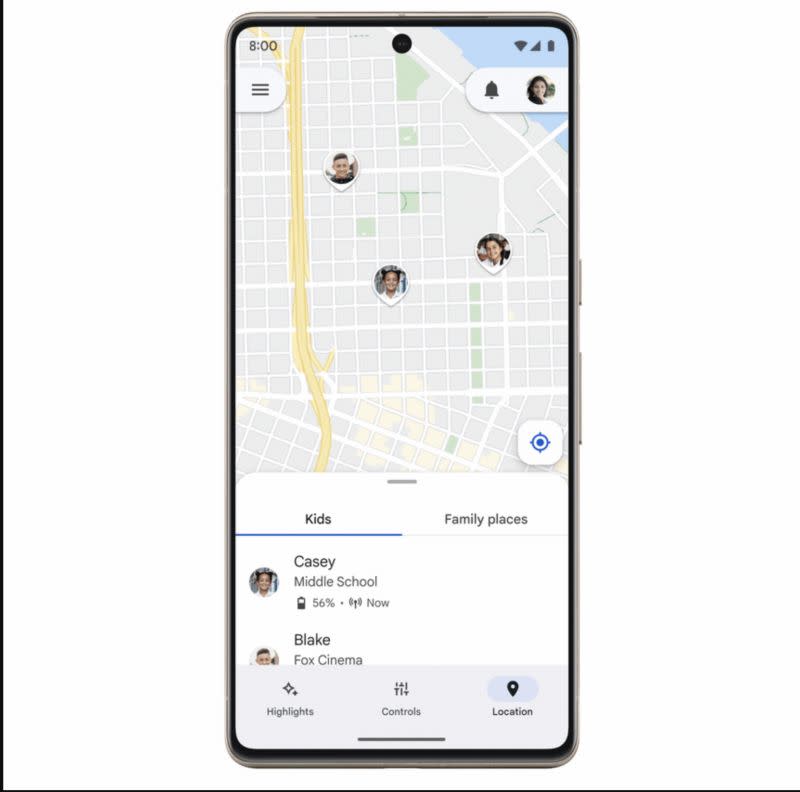 ▲ Family Link can view the location of the child in the 