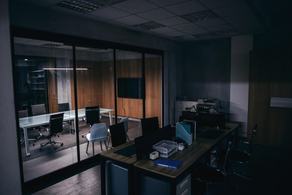 dark empty office at night