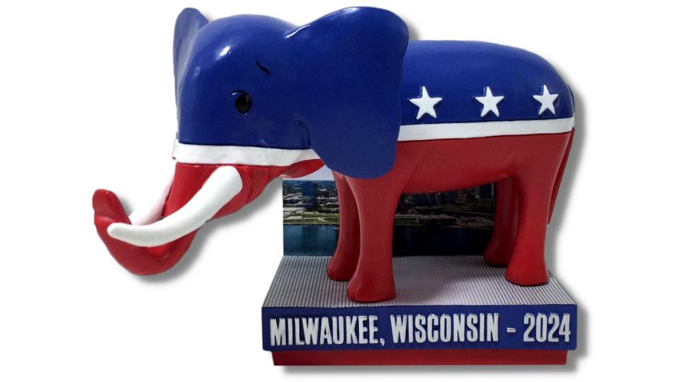 The National Bobblehead Hall of Fame and Museum in Milwaukee unveiled a limited-edition elephant bobblehead on Friday to commemorate the Republican National Convention, which will be held in the city in July.