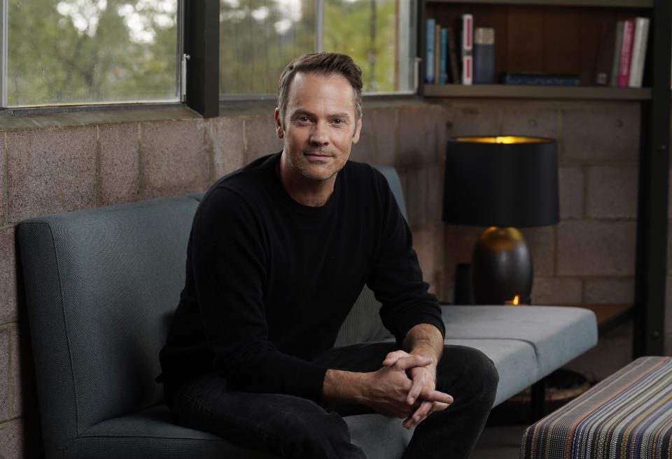 Actor Barry Watson poses for a portrait at his home in the Brentwood section of Los Angeles on Friday, Oct. 22, 2021, to promote a reboot of the Michael Landon TV series “Highway to Heaven," which co-stars Jill Scott as an angel sent to earth to help people. (AP Photo/Chris Pizzello)