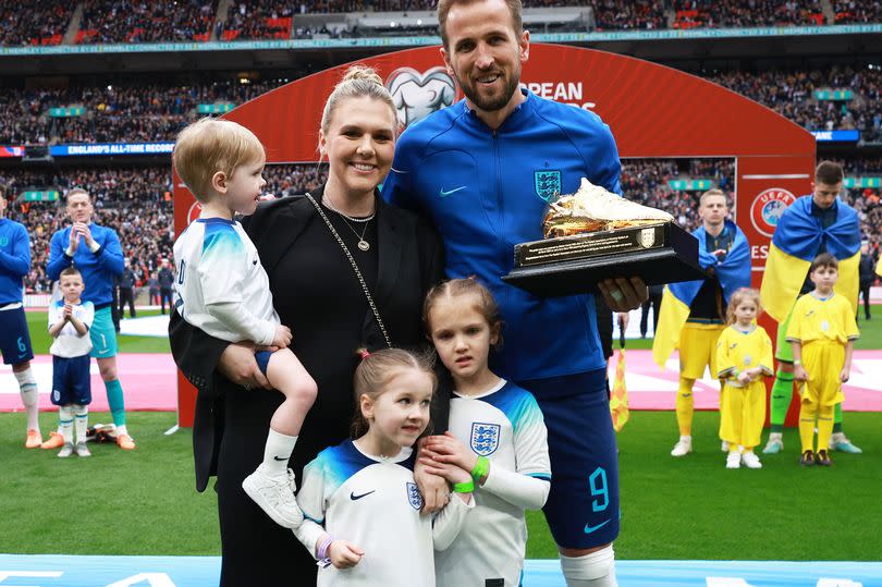 Harry Kane with wife Katie Goodland and children, Ivy, Vivienne and Louis