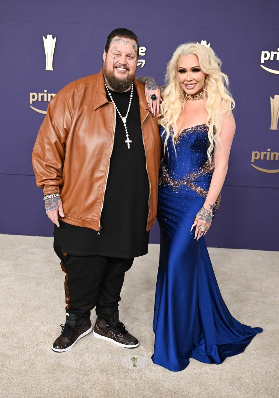 Jelly Roll and Bunnie XO at the 2024 ACM Awards.