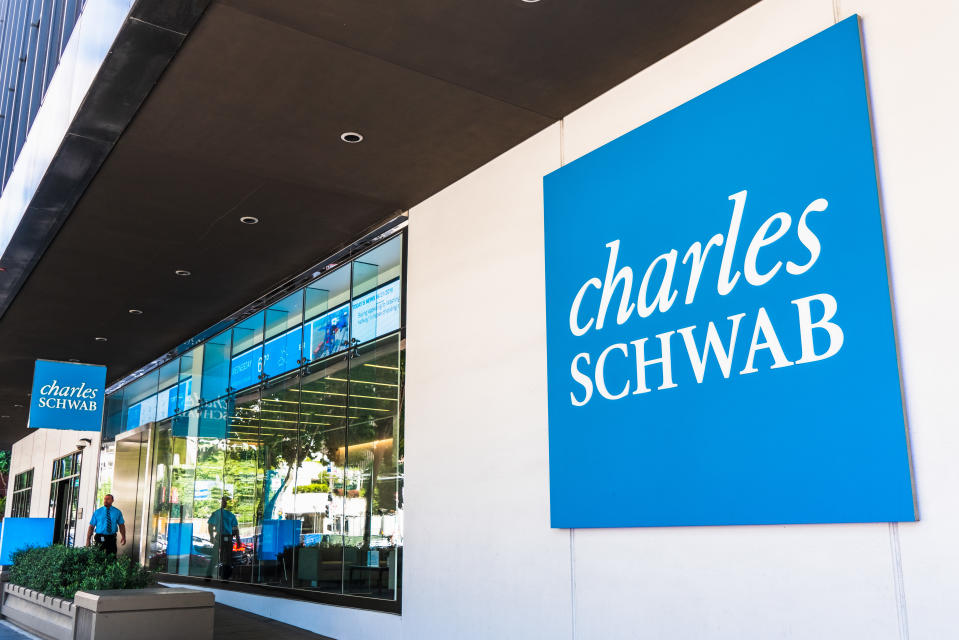 August 21, 2019 San Francisco / CA / USA - Charles Schwab office building in SOMA district; The Charles Schwab Corporation is a bank and stock brokerage firm