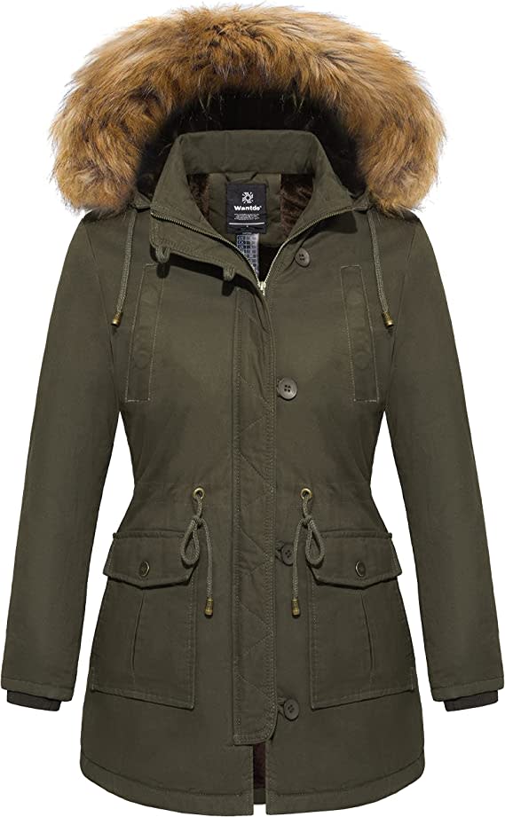 Wantdo Women's Winter Jacket Faux Fur Trim Parka Coat. Image via Amazon.