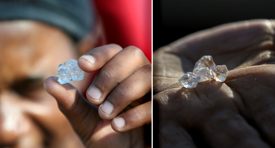 Mystery surrounds the large white stones found in a small South African village. Source: Reuters