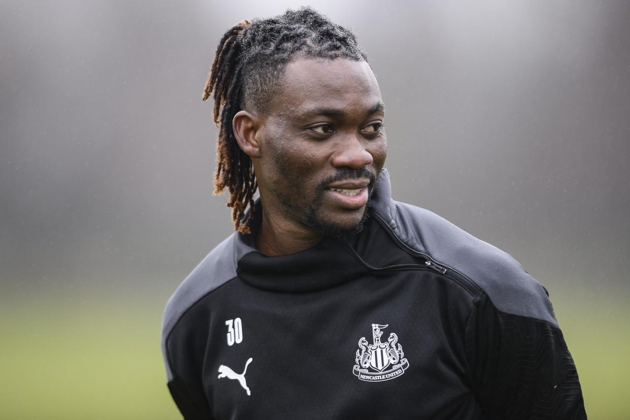 Christian Atsu during the Newcastle United Training Session at the Newcastle United Training Centre on January 28, 2021 in Newcastle upon Tyne, England