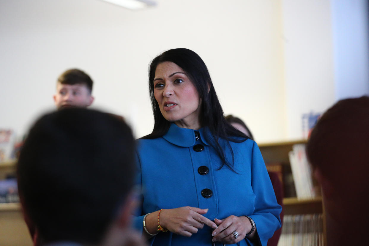 Home Secretary Priti Patel visits Chessington School in Chessington, Surrey, during the General Election campaign. (Photo by Aaron Chown/PA Images via Getty Images)