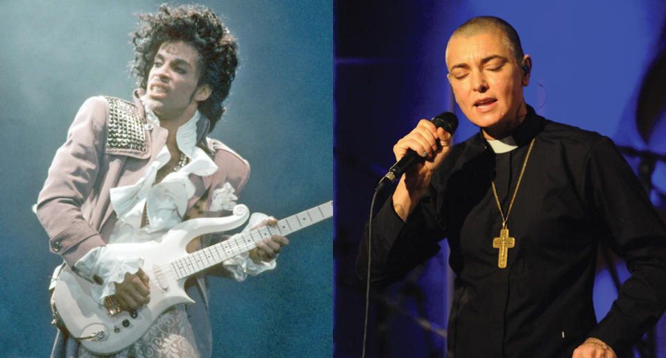 Sinéad O'Connor says Prince got violent with her. (Photos: Getty Images)