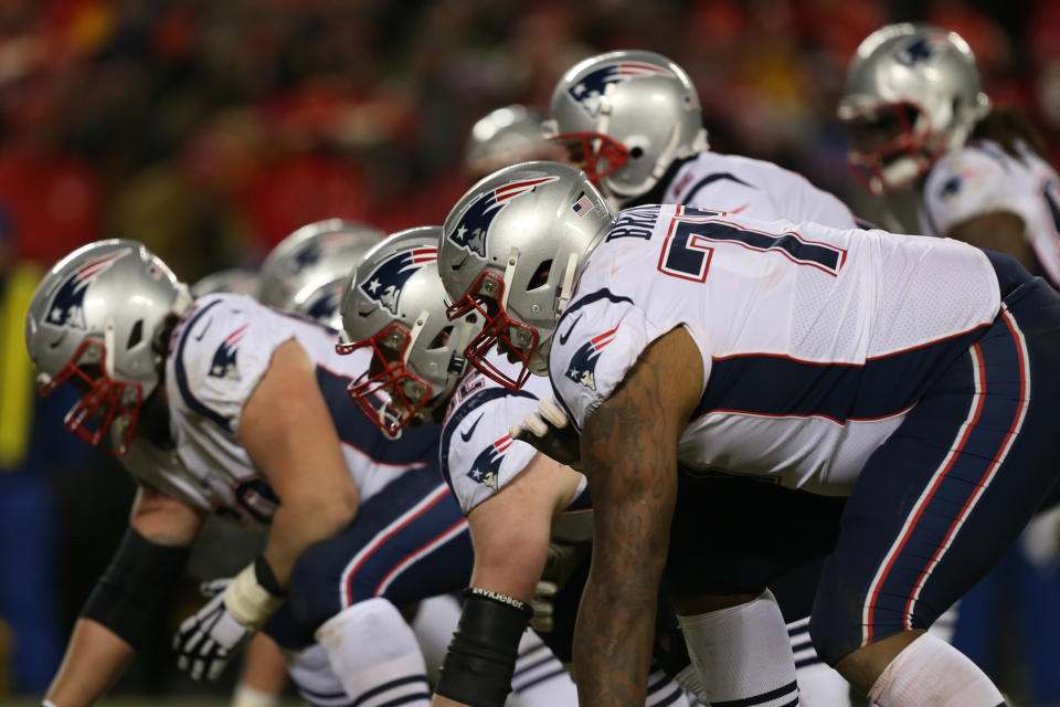 The Patriots traded for left tackle Trent Brown last April, a deal that has worked out tremendously for New England. (Getty Images)