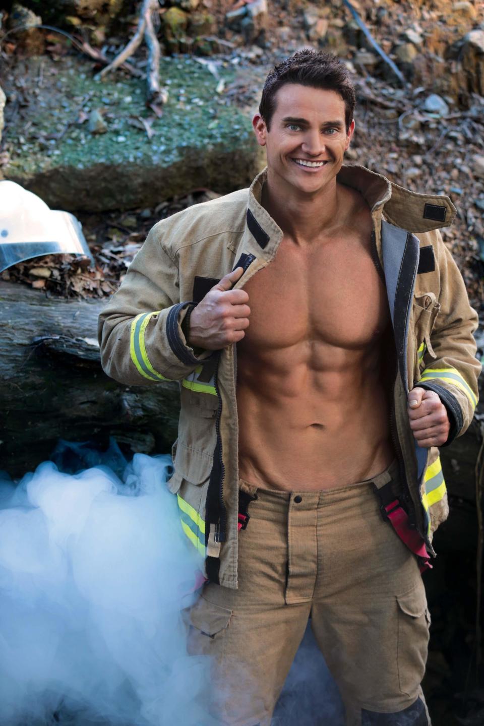 Half-naked firefighters strike a pose for charity calendar