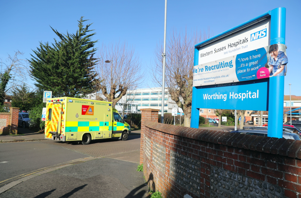 A healthcare worker at Worthing Hospital is among the eight confirmed cases of coronavirus in the UK. (PA)