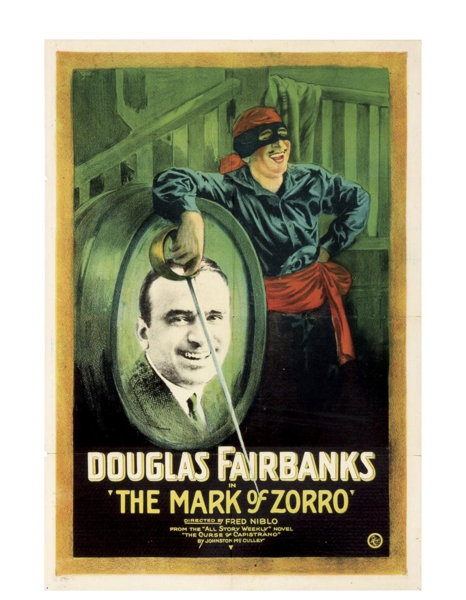 "The Mark of Zorro," 1920. With this famous swashbuckler, Doug transitioned from happy-go-lucky comedian to swashbuckler