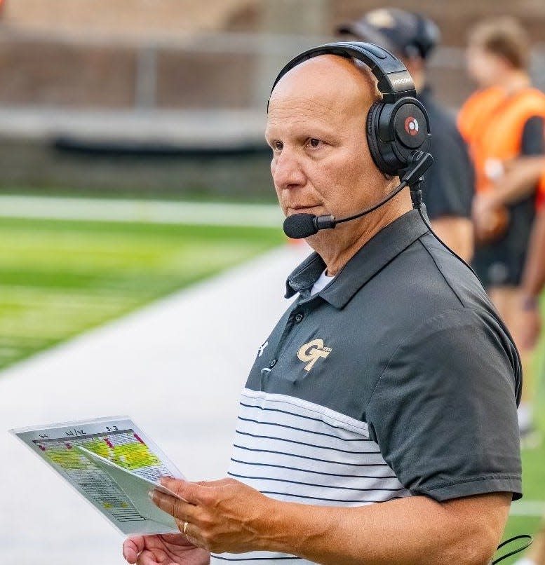 Geno DeMarco looks on from the sideline during a recent Geneva Golden Tornadoes game at Reeves Field.