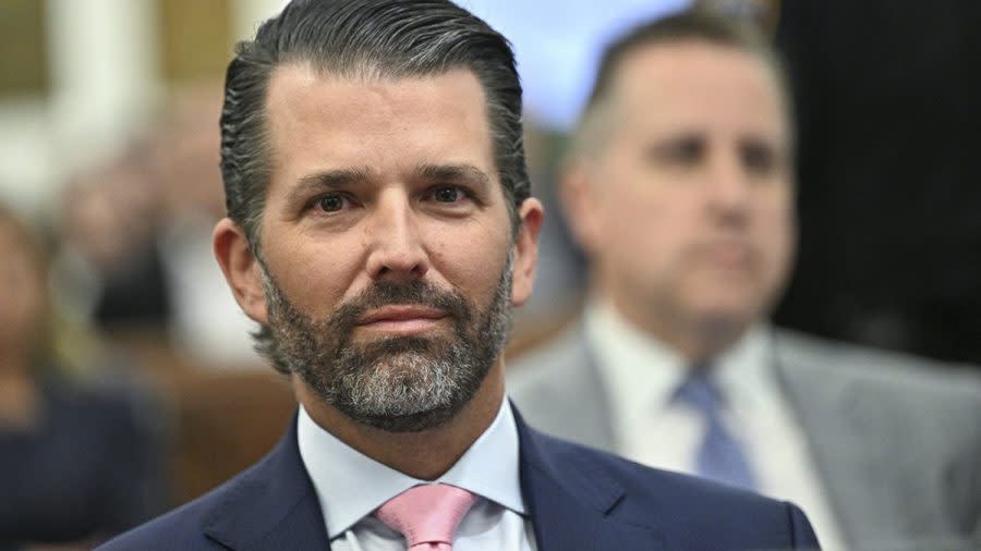 Donald Trump Jr. participates in the fraud trial against his father, former President Donald Trump, in New York Supreme Court, Wednesday, Nov. 1, 2023, in New York.