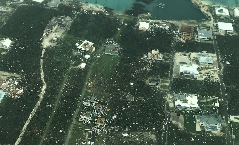 In this handout aerial photo provided by the Head Knowles Foundation, damage is seen from Hurricane Dorian on Abaco Island on September 3, 2019 in the Bahamas. | Handout—Getty Images